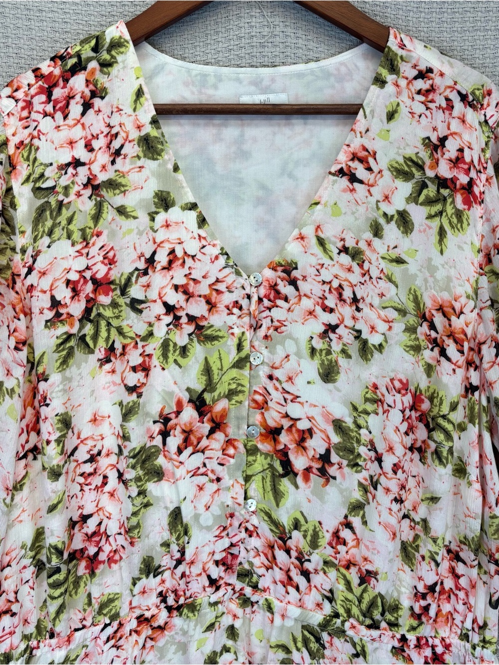 J Jill Pebble Hydrangea Pink Floral Print Tie Waist Dress Sz 2X Feminine Cottage - Picture 2 of 9